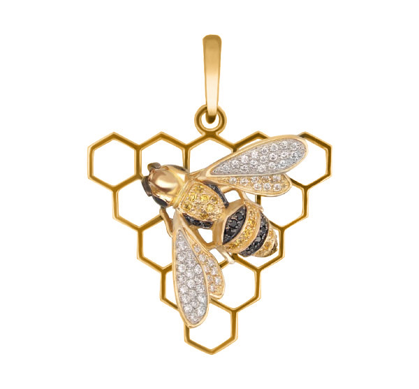 Подвеска из лимонного золота c эмалью и фианитом