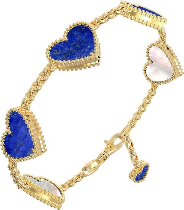 Браслет из лимонного золота c лазуритом и перламутром