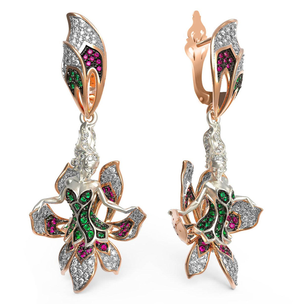 Серьги из золота c фианитом