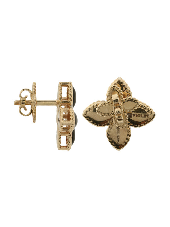 Серьги из золота c бриллиантами и ониксом