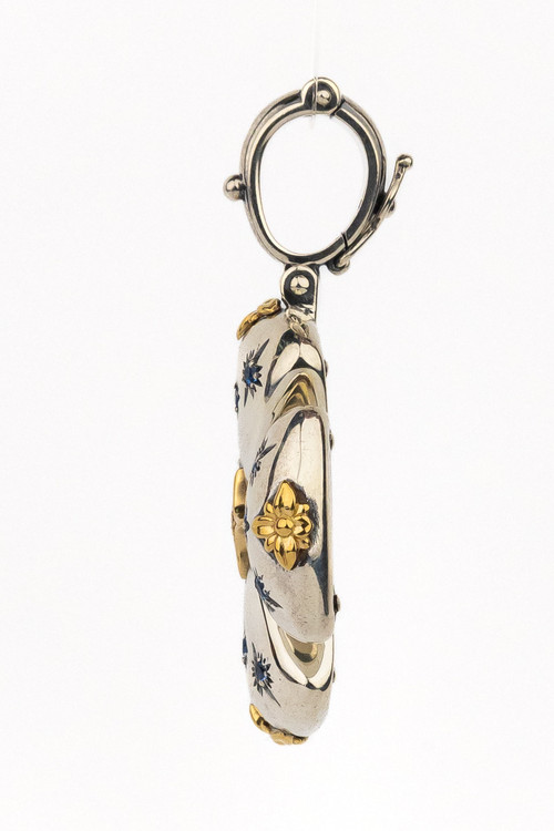 Крест из серебра и золота c фианитом, бриллиантами и рубином