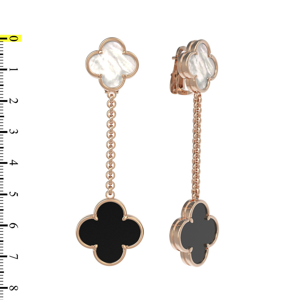 Серьги из золота c ониксом и перламутром