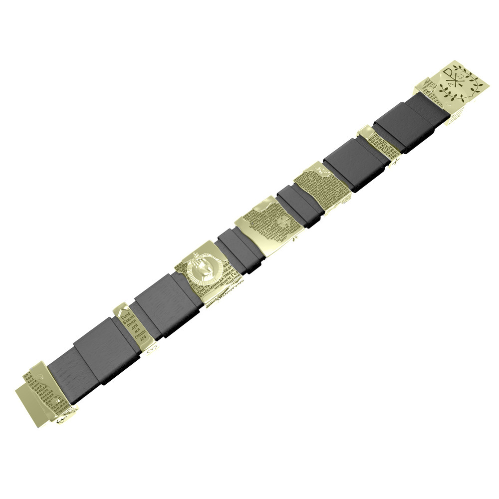 Браслет из зелёного золота c кожаным шнурком