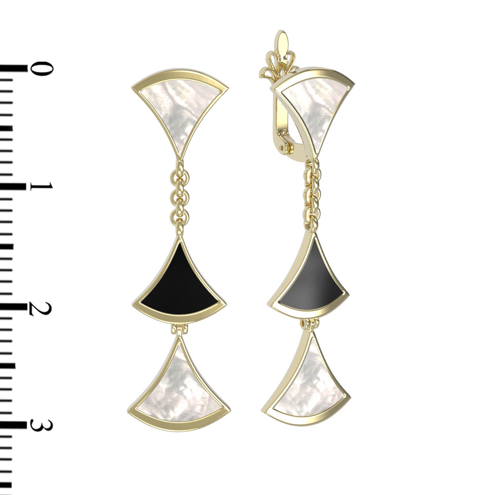 Серьги из лимонного золота c ониксом и перламутром