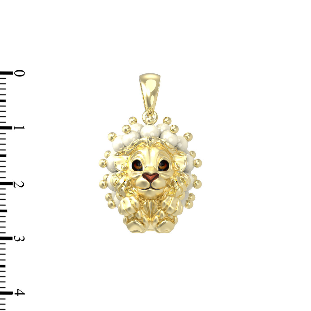 Подвеска из лимонного золота c эмалью и жемчугом