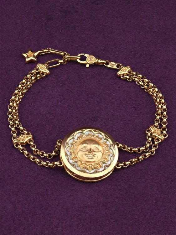 Браслет из лимонного золота c ониксом и перламутром