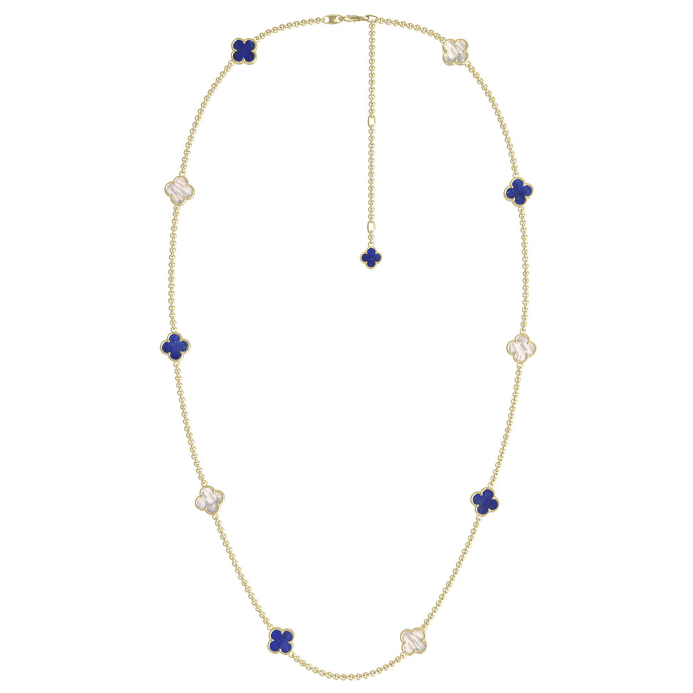 Колье из лимонного золота c лазуритом и перламутром
