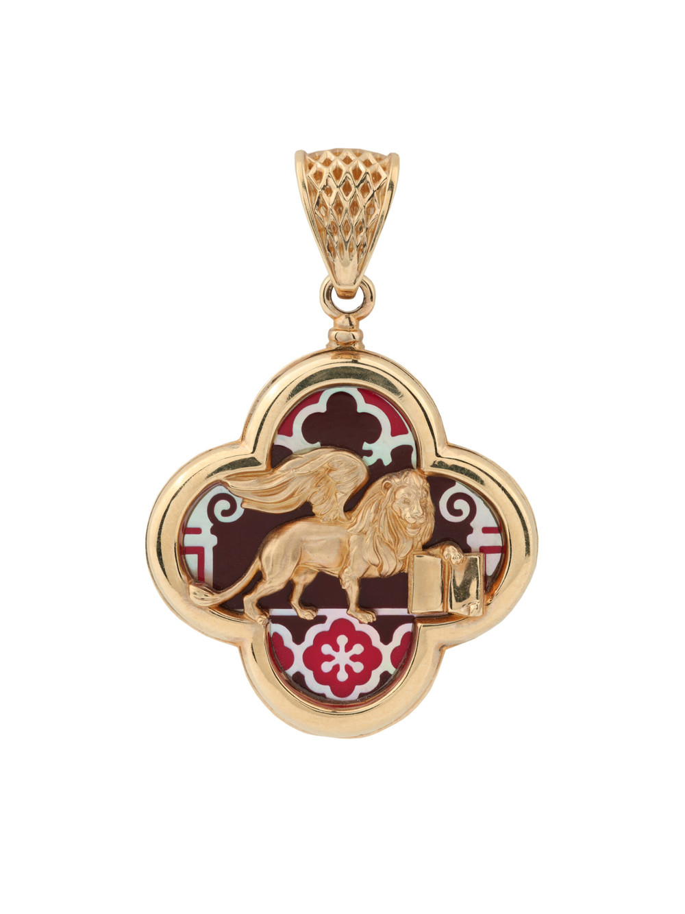 Подвеска из золота c эмалью и перламутром