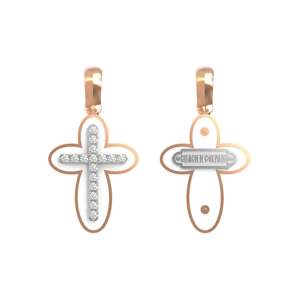 Крест из золота c эмалью и бриллиантами