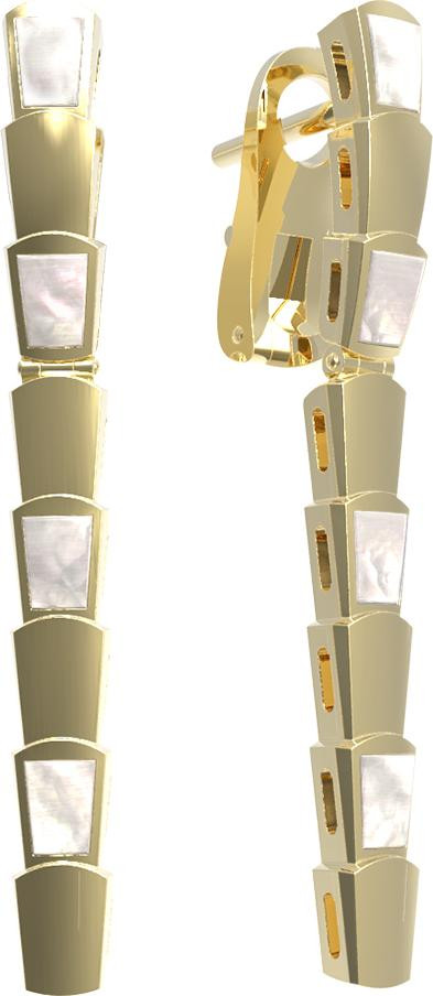 Серьги из лимонного золота c перламутром