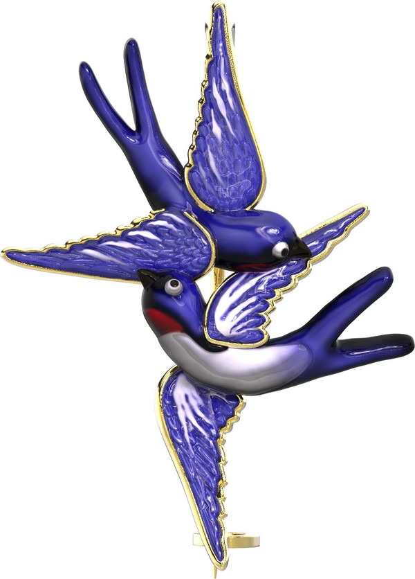 Брошь из лимонного золота c эмаль