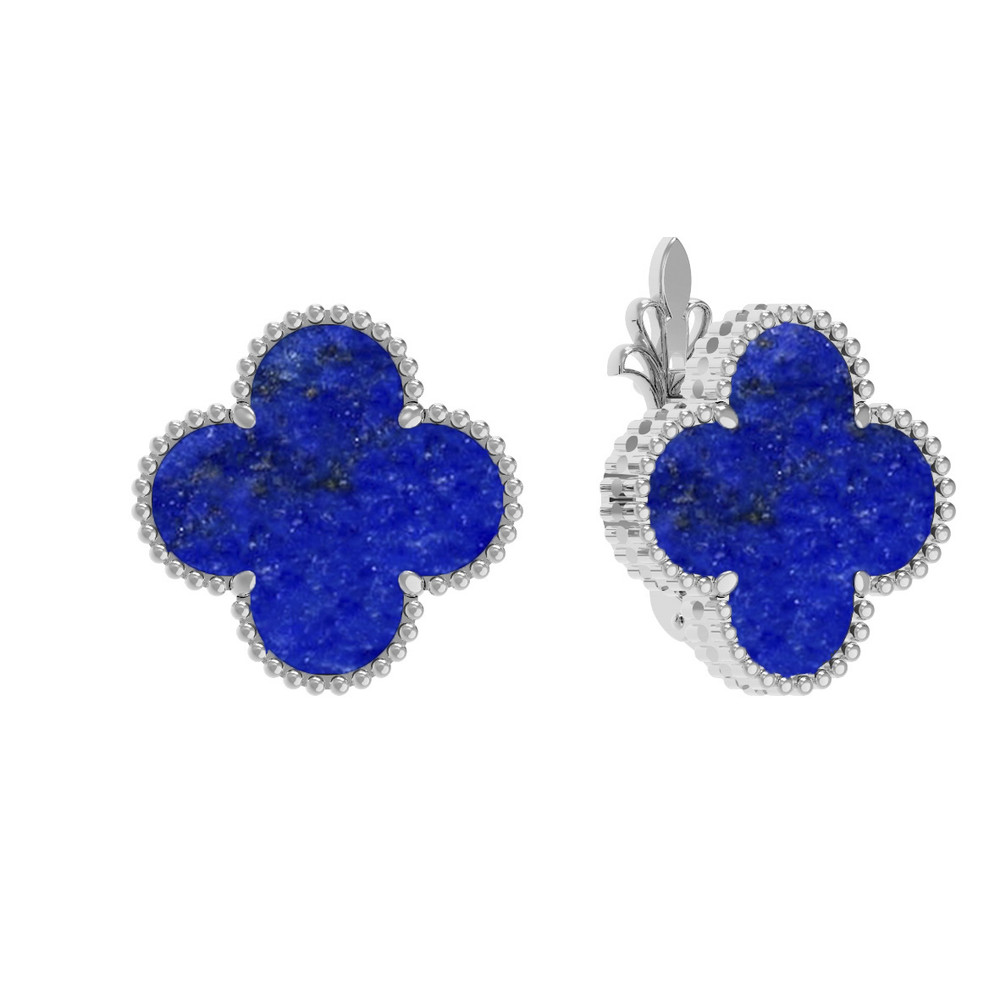 Серьги из белого золота c лазуритом