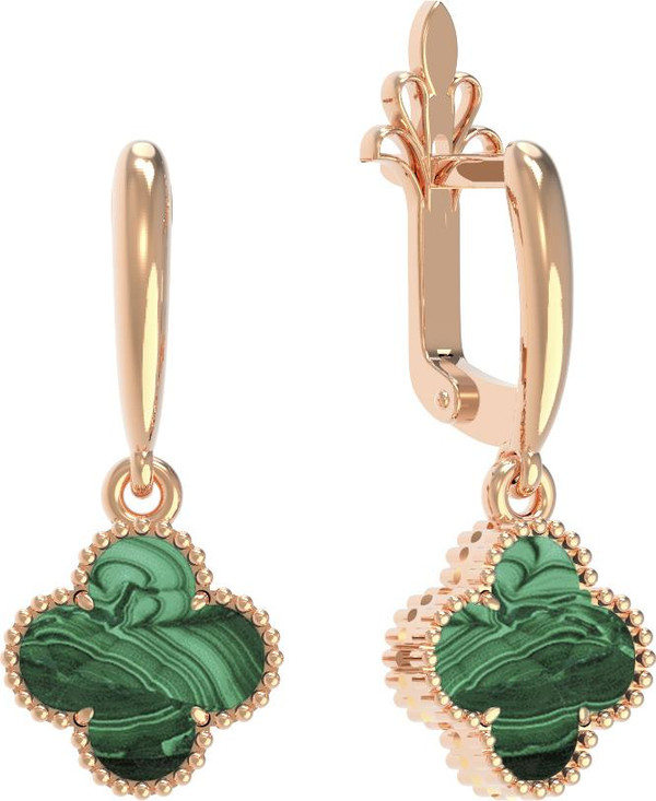 Серьги из золота c малахитом