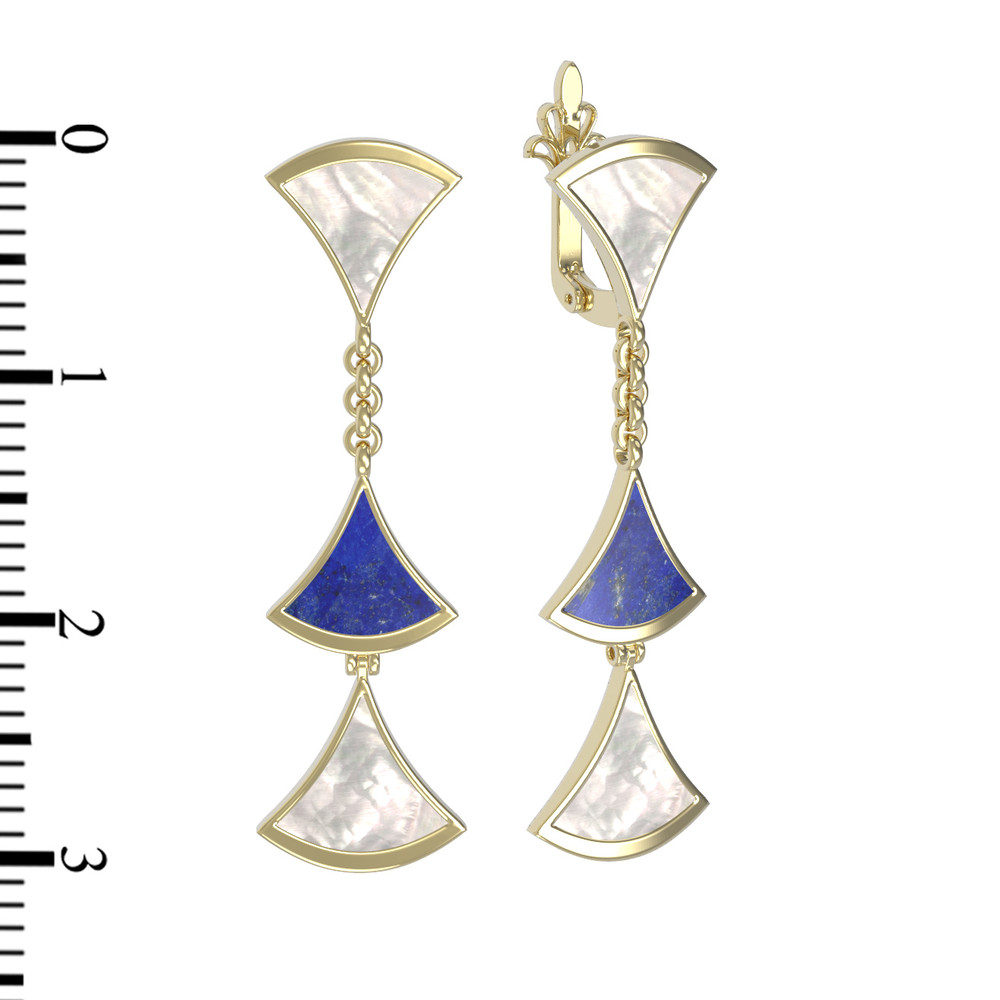 Серьги из лимонного золота c лазуритом и перламутром