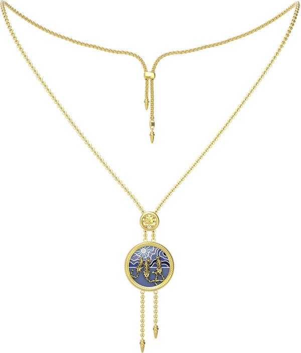 Колье из лимонного золота c эмаль