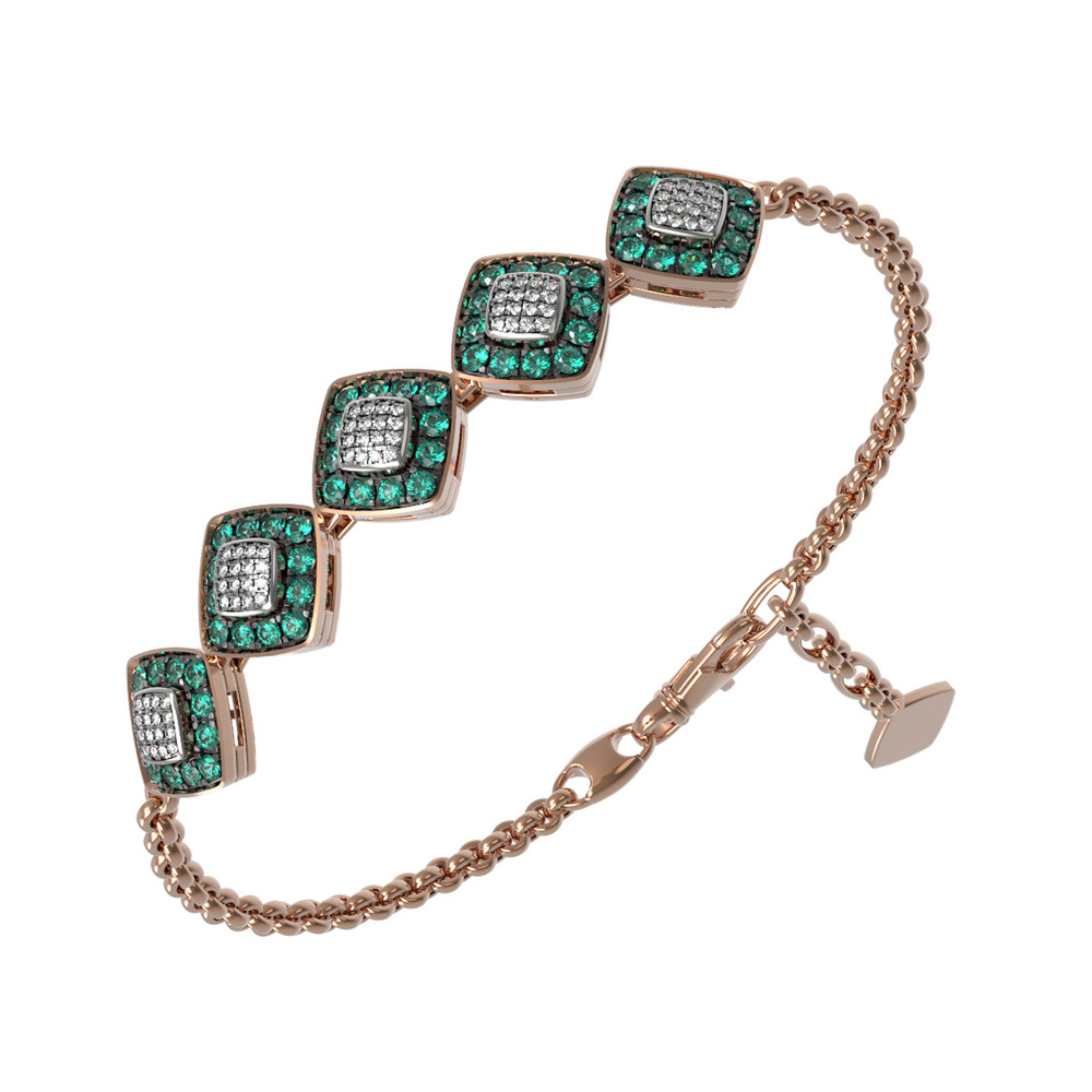 Браслет из золота c бриллиантами и изумрудом