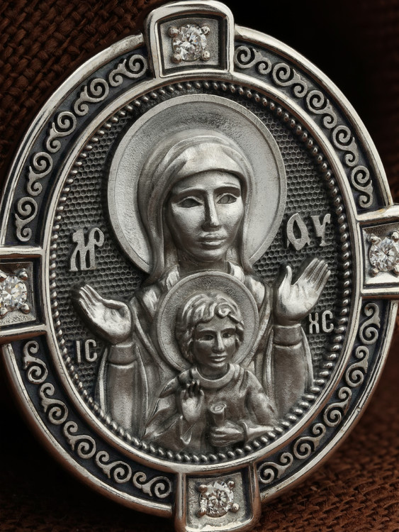 Образок из белого золота c бриллиантами