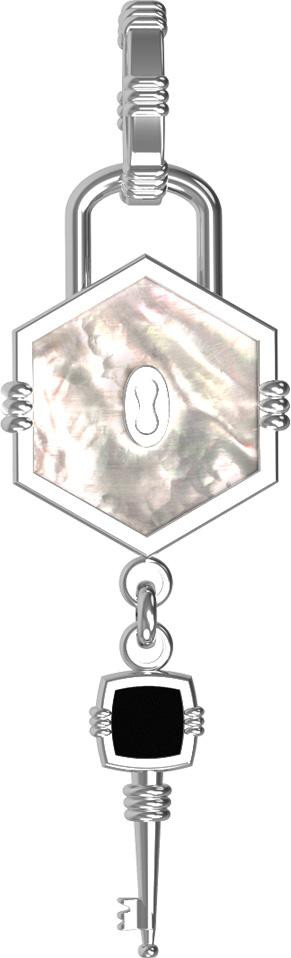 Подвеска из белого золота c ониксом и перламутром