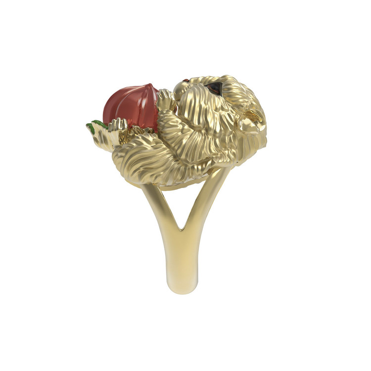 Кольцо из лимонного золота c эмалью