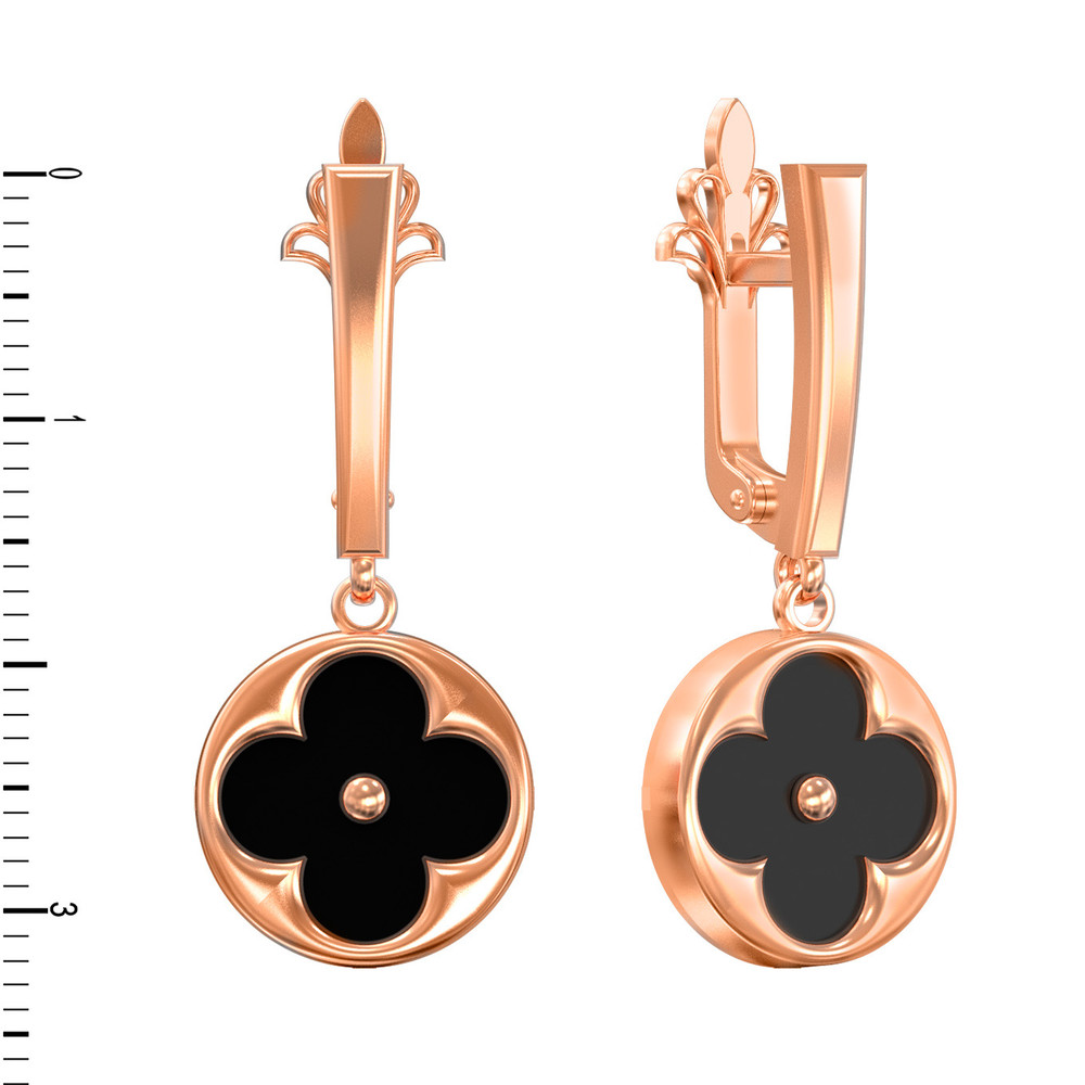 Серьги из золота c ониксом