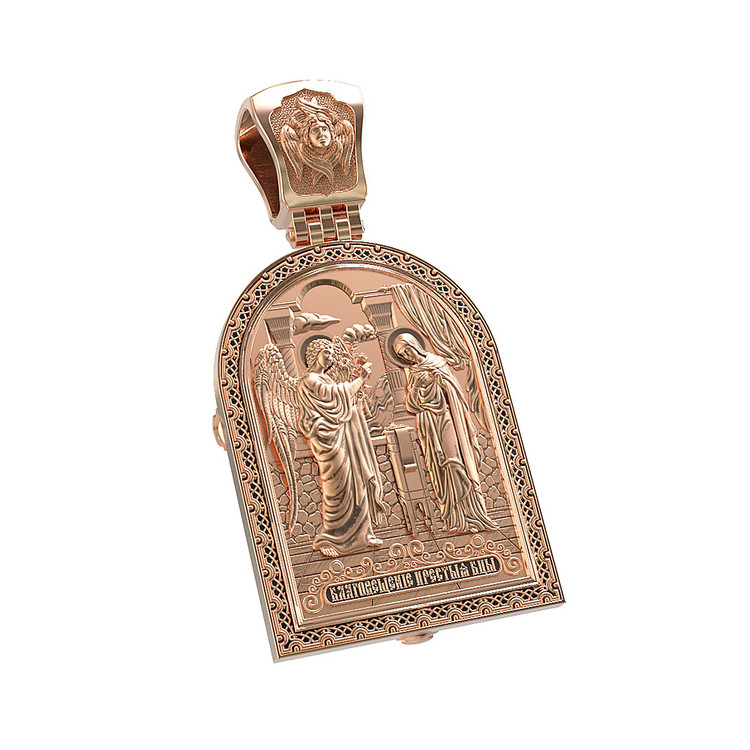 Образок из золота c эмаль и бивнем мамонта