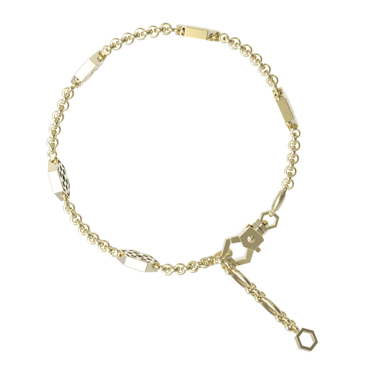 Браслет из лимонного золота c лазуритом, малахитом и перламутром