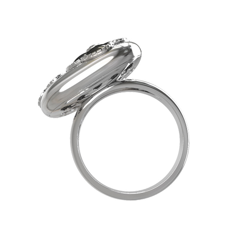 Кольцо из белого золота c бриллиантами и ониксом