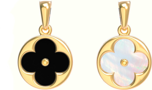 Подвеска из лимонного золота c ониксом и перламутром