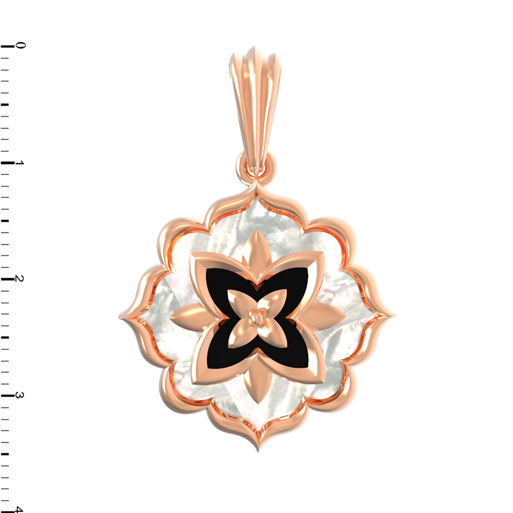 Подвеска из золота c ониксом и перламутром