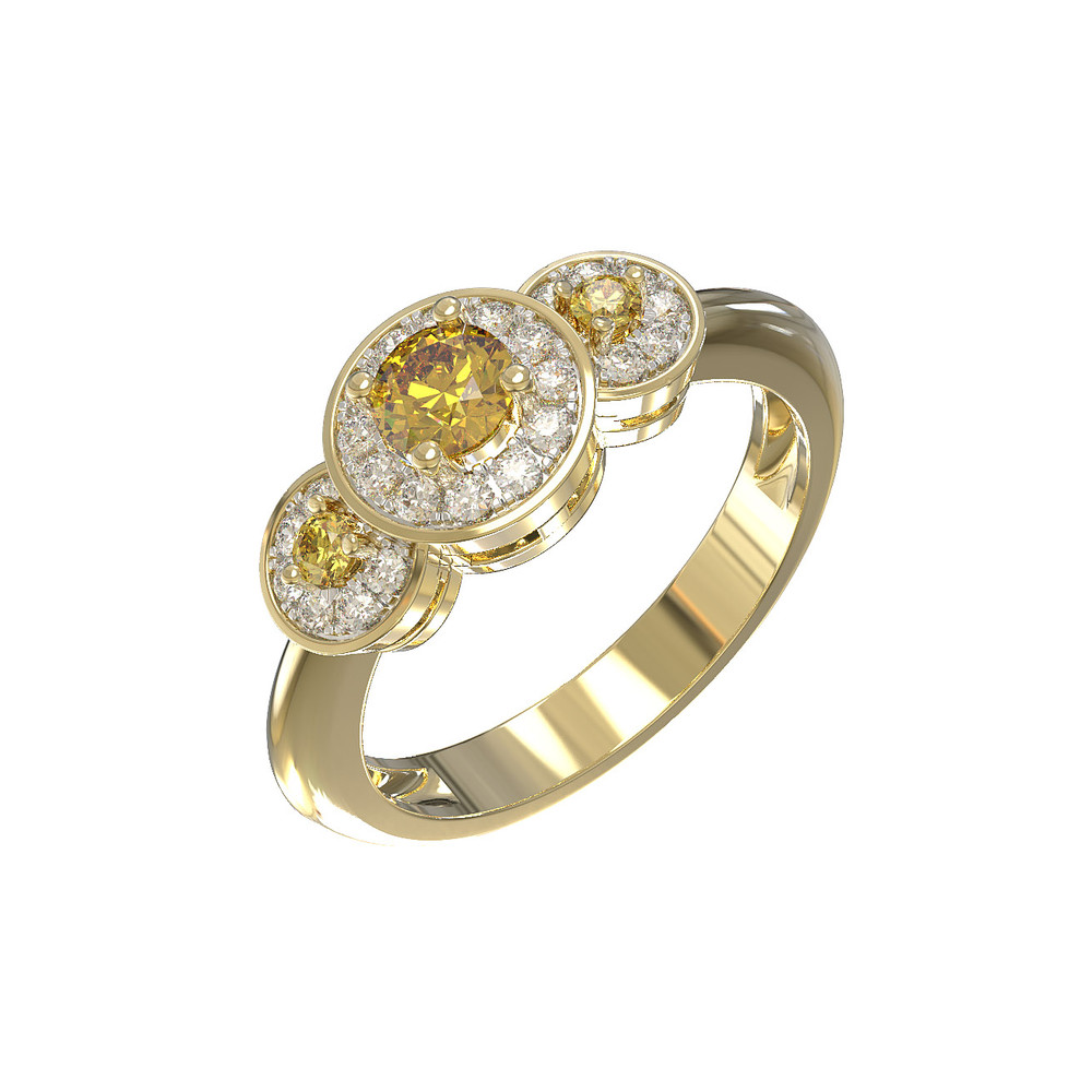 Кольцо из лимонного золота c бриллиантами