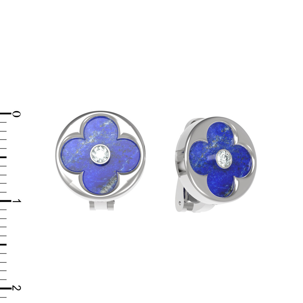 Серьги из белого золота c бриллиантами и лазуритом