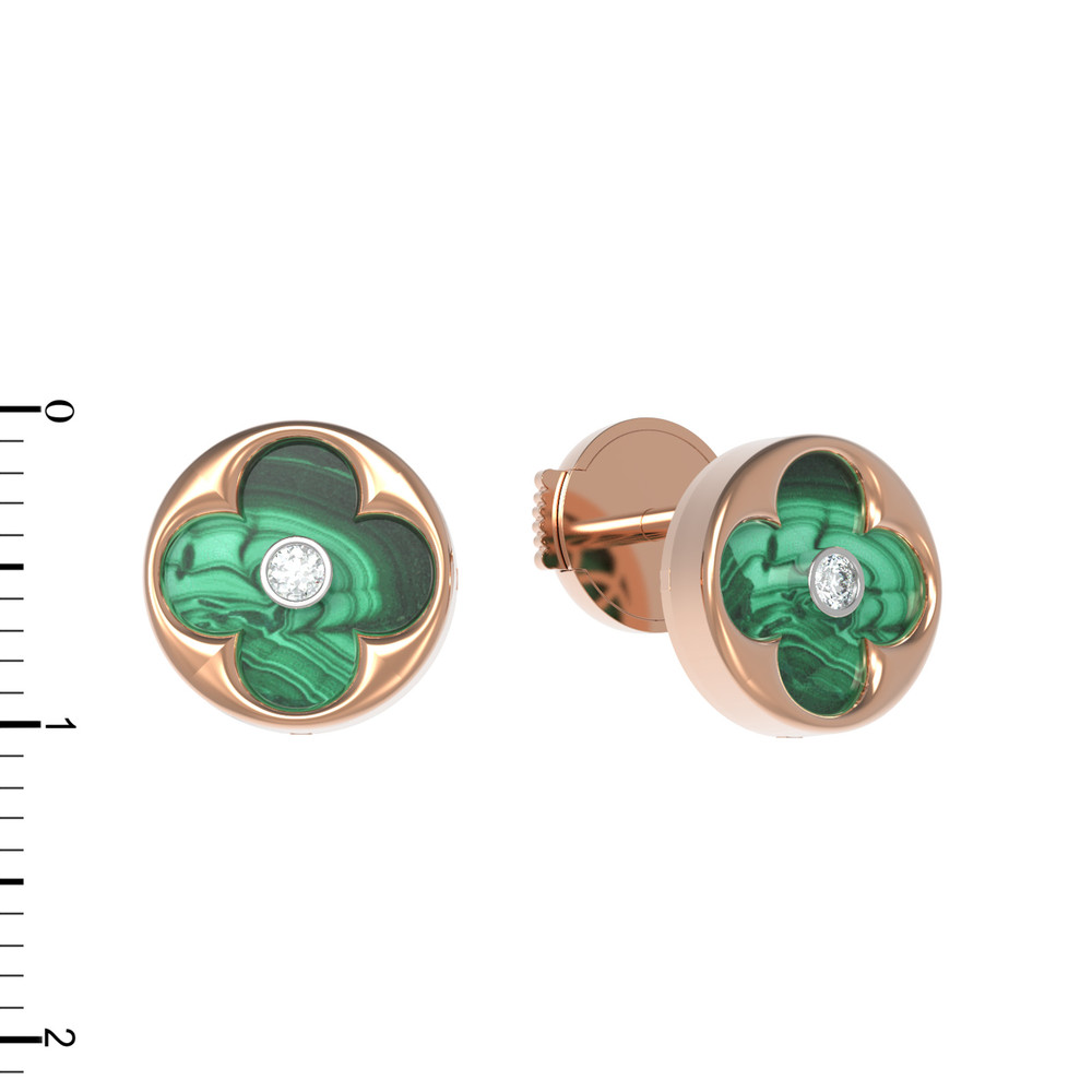 Серьги из золота c бриллиантами и малахитом