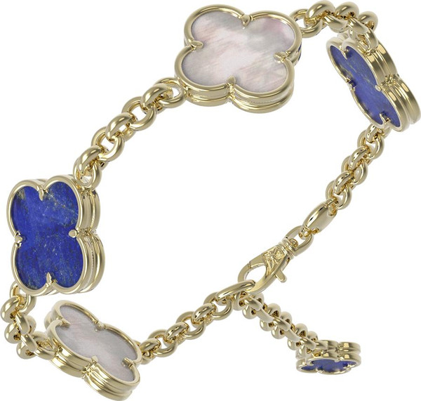 Браслет из лимонного золота c лазуритом и перламутром