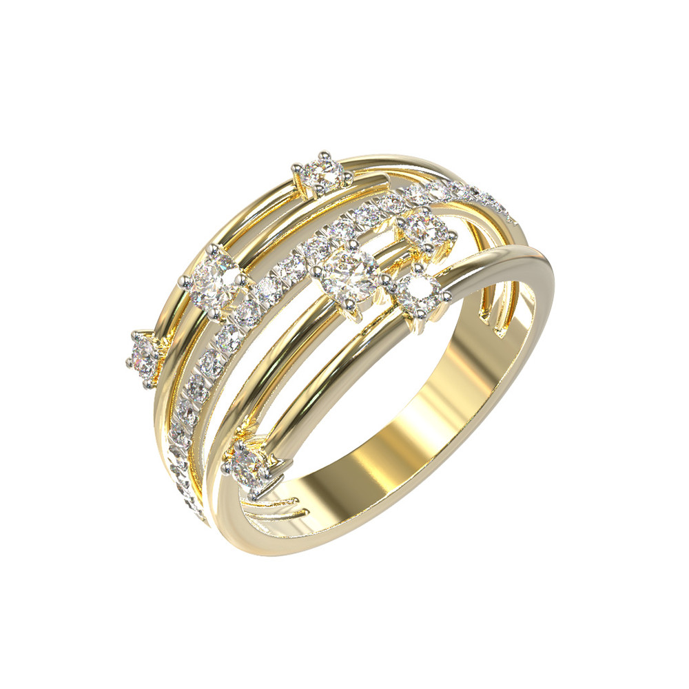 Кольцо из лимонного золота c бриллиантами