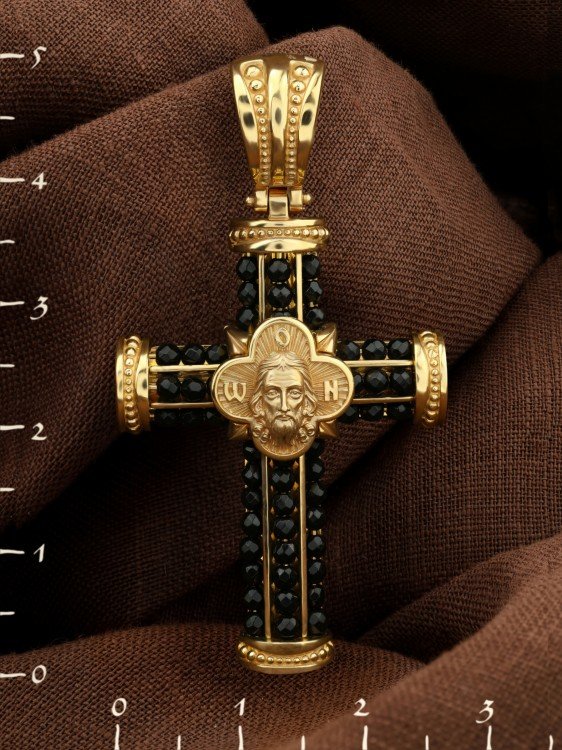 Крест из лимонного золота c ониксом