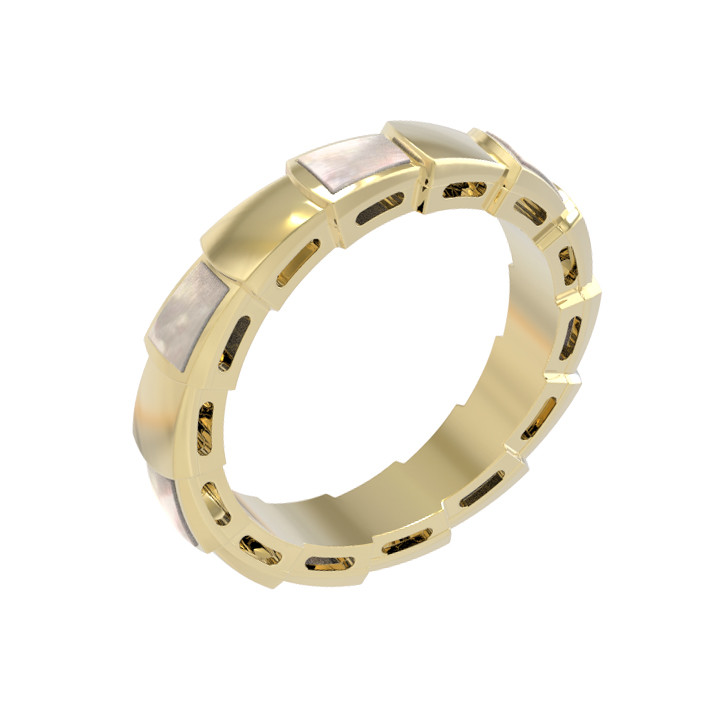 Кольцо из лимонного золота c перламутром