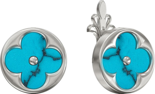 Серьги из белого золота c бирюзой