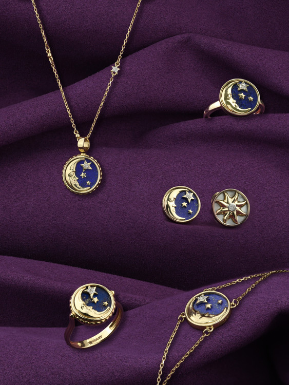 Кольцо из лимонного золота c бриллиантами и лазуритом