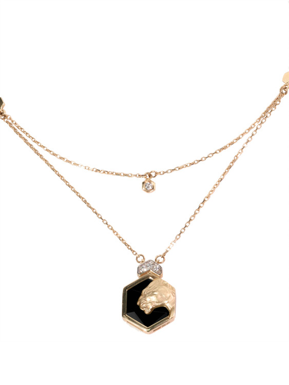 Колье из золота c бриллиантами и ониксом