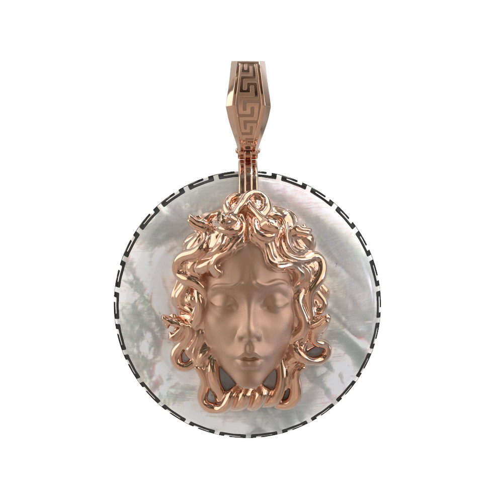 Подвеска из золота c эмалью и перламутром