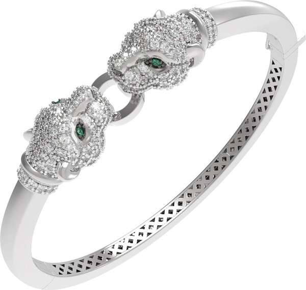 Браслет из белого золота c бриллиантами и изумрудом