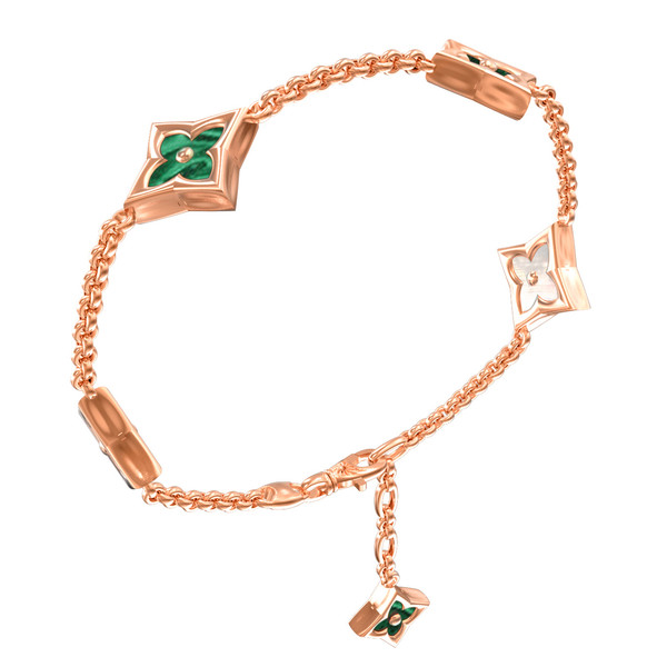 Браслет из золота c малахитом и перламутром