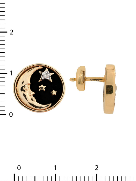 Серьги из золота c бриллиантами, ониксом и перламутром