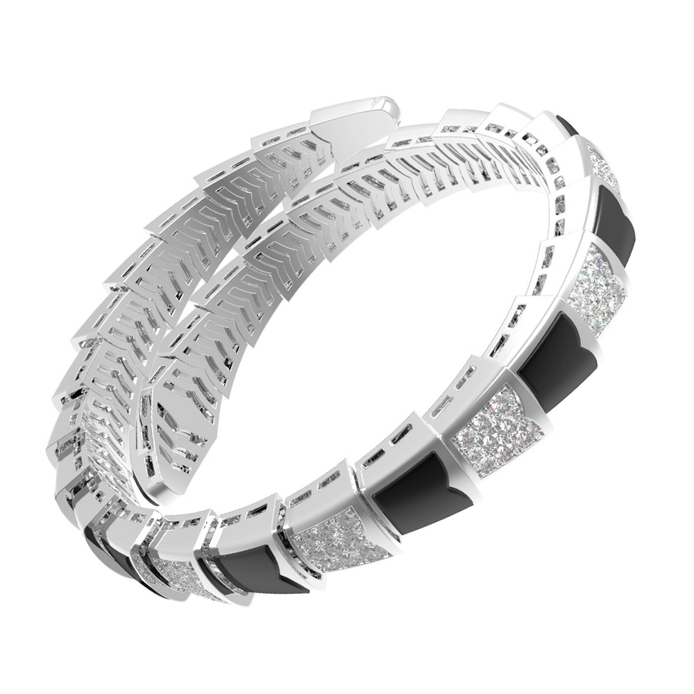 Браслет из белого золота c бриллиантами и ониксом