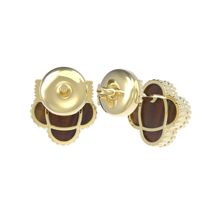 Серьги из лимонного золота c тигровым глазом