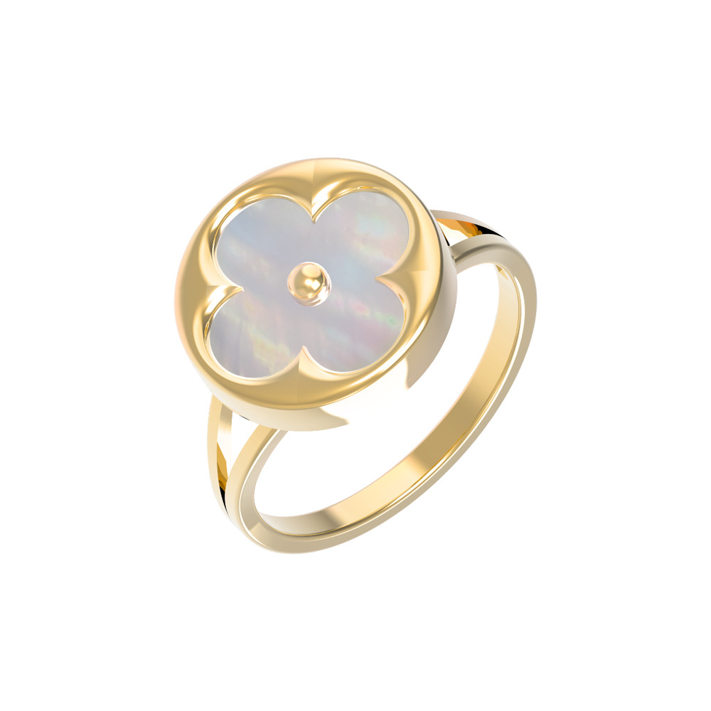 Кольцо из лимонного золота c перламутром