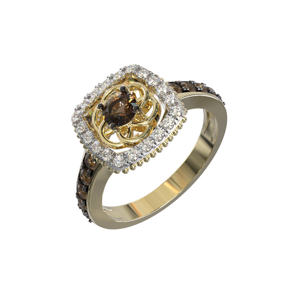 Кольцо из лимонного золота c бриллиантами