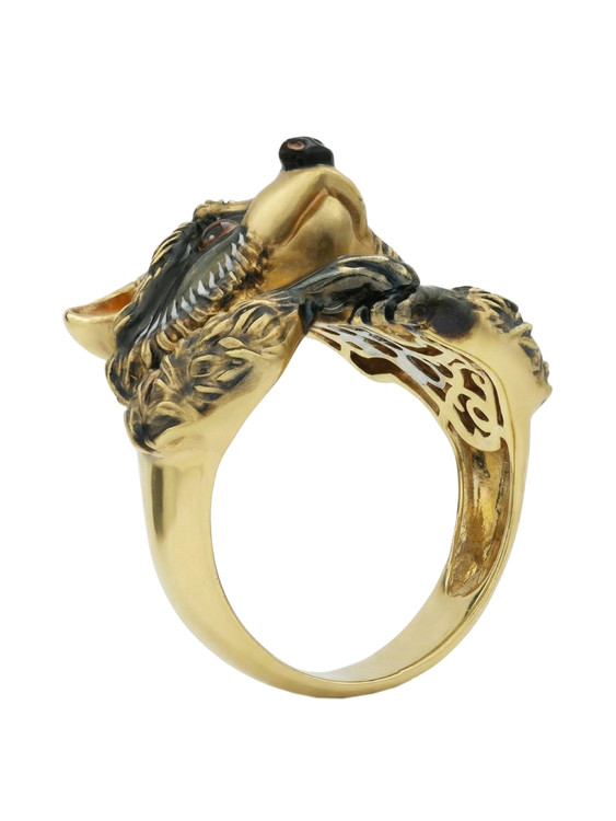 Кольцо из лимонного золота c эмаль