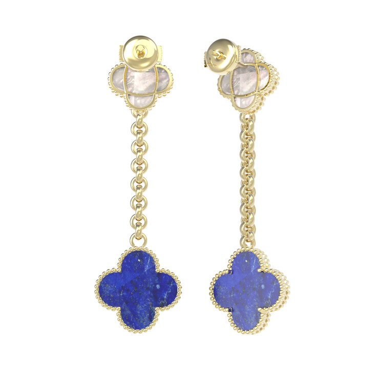 Серьги из лимонного золота c лазуритом и перламутром