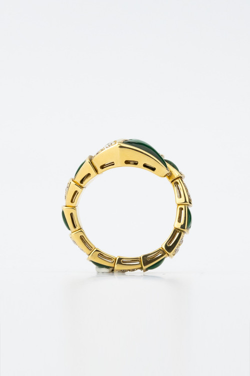 Кольцо из лимонного золота c бриллиантами и малахитом